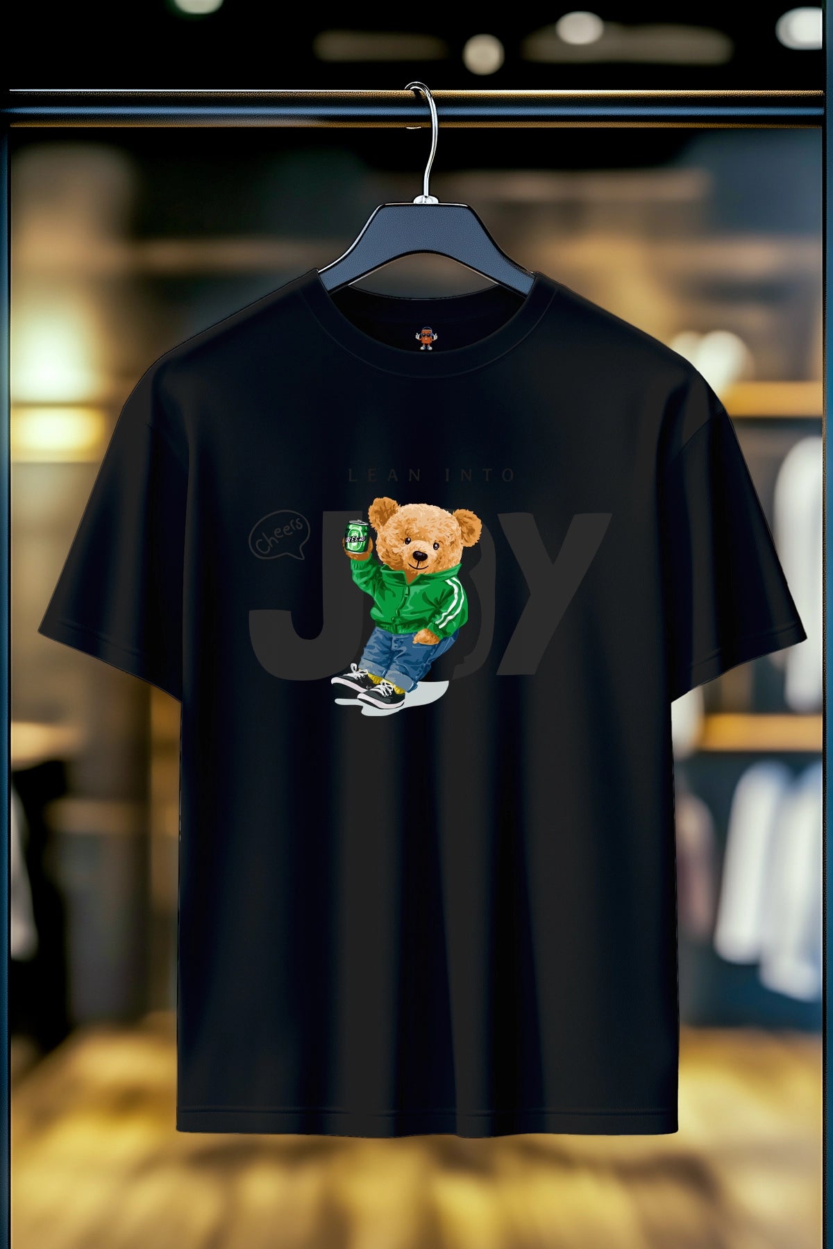 TEDDY BEAR LEAN INTO JOY | SIRT BASKILI UNISEX T-SHIRT